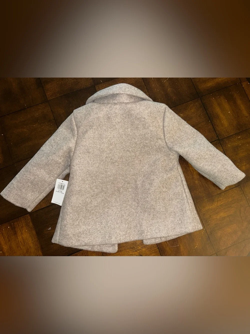 NWT Old Navy Toddler Button-Front Wool-Blend Pea Coat Light Taupe Sz 6-12 Month